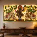 Srinath with Cows & Flute Handcrafted Metal Wall Art