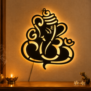 LED Backlit Ganpati Metal Wall Décor